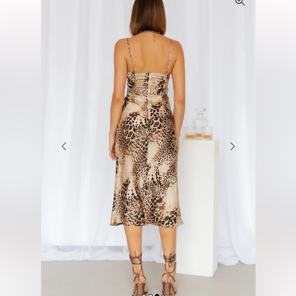 hello Molly RUNAWAY JANGELA MIDI DRESS LEOPARD Size L - Picture 3 of 9